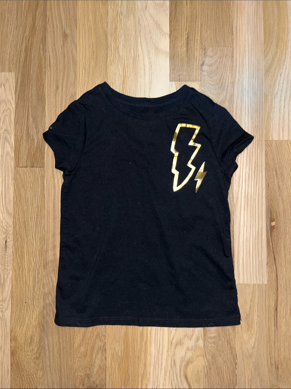 Cat & Jack Black Tee with Gold Lightning Bolt Graphic